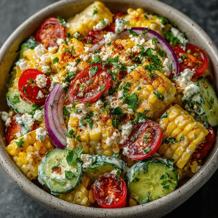 Street Corn Creamy Cucumber Salad