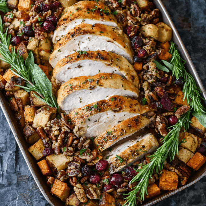 Sheet Pan Herb Roasted Turkey and Cranberry Pecan Recipe