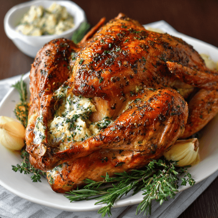 Roast Turkey with Garlic Herb Butter Recipe