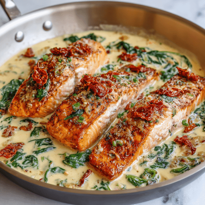 Creamy Parmesan Tuscan Salmon Recipe