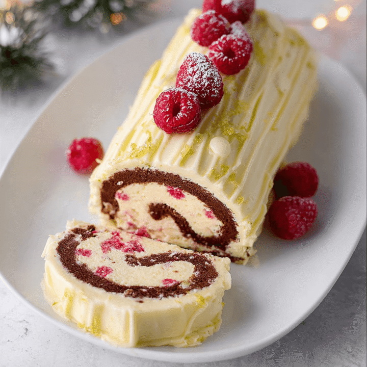 White Chocolate Raspberry Yule Log Recipe