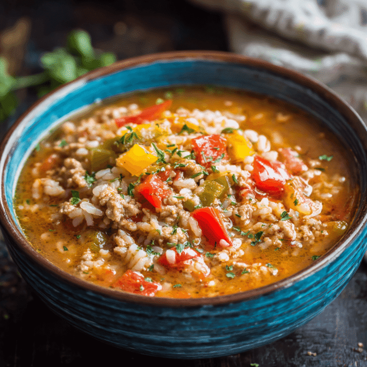 Stuffed Bell Pepper Soup with Ground Turkey Recipe