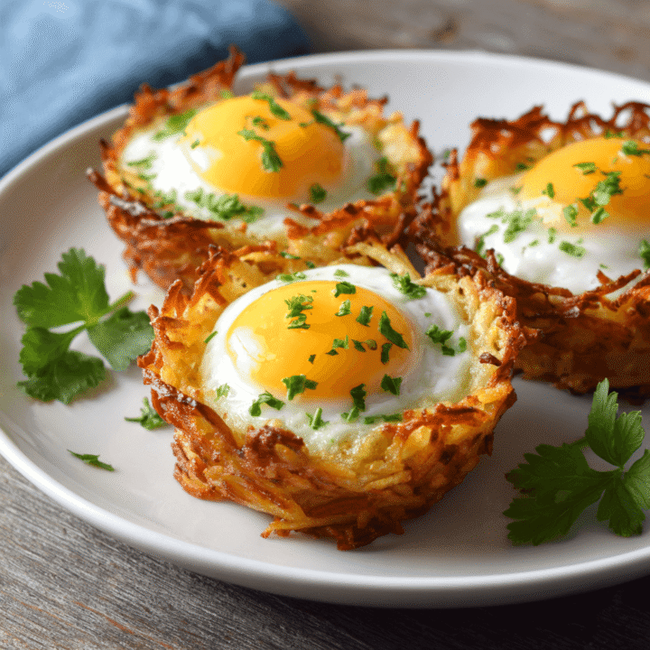 Eggs in Crispy Hash Brown Baskets Recipe