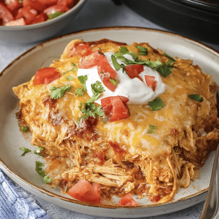 Hearty Crockpot Chicken Enchilada Casserole Recipe