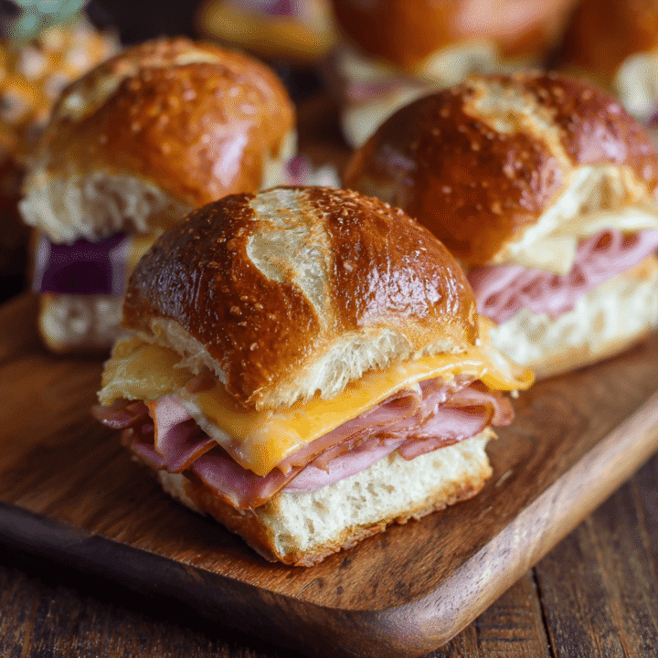 Ham and Cheese Pretzel Hawaiian Roll Sliders Recipe