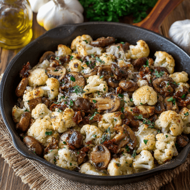 Garlic Cauliflower Mushroom Skillet Recipe