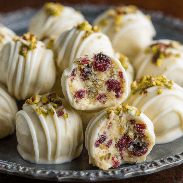 Cranberry Pistachio White Chocolate Truffles Recipe