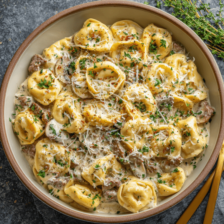 Beef & Parmesan Tortellini in Creamy Sauce Recipe