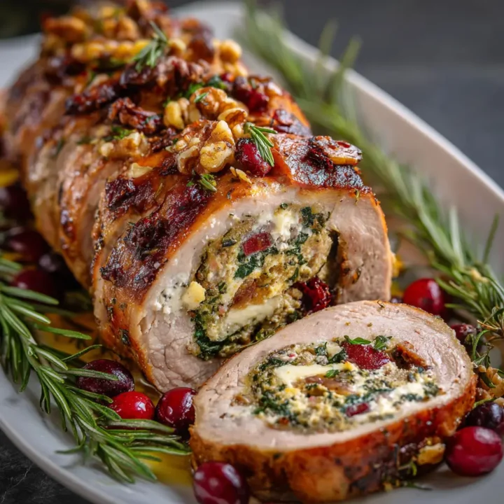 Festive Christmas Stuffed Pork Tenderloin