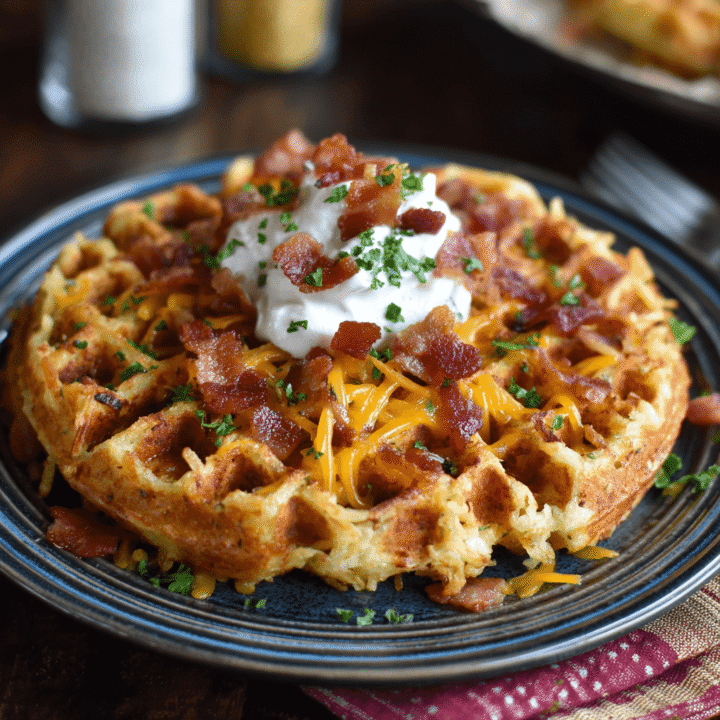 Bacon and Cheese Loaded Hashbrown Waffles Recipe