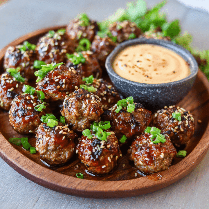 Korean BBQ Meatballs with Spicy Mayo Dip Recipe