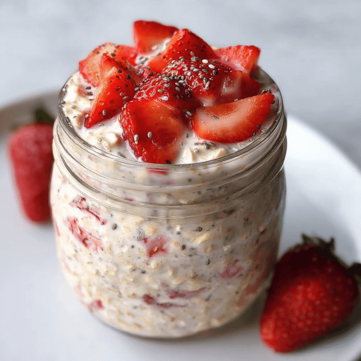 Strawberries and Cream Overnight Oats Recipe
