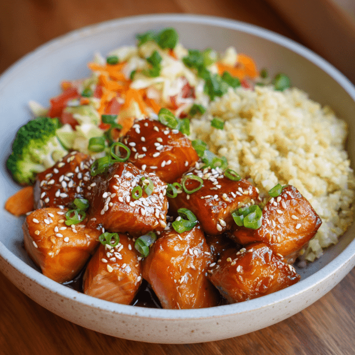 Honey Garlic Salmon Bites Bowl Recipe