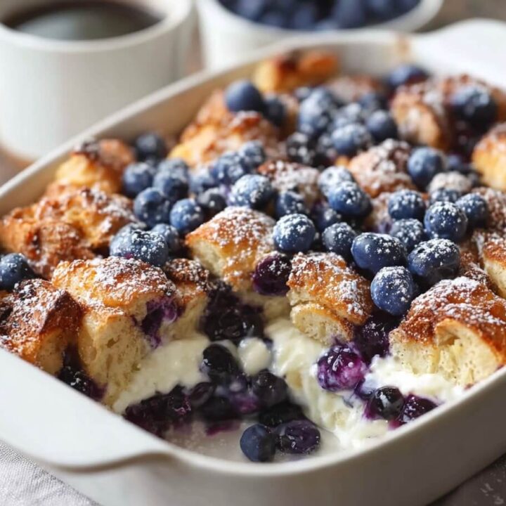 Blueberry Cream Cheese Croissant Casserole Recipe