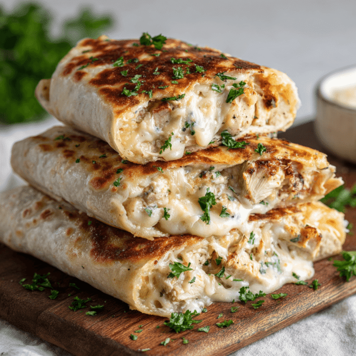 Ooey-Gooey Cheesy Garlic Chicken Wraps Recipe