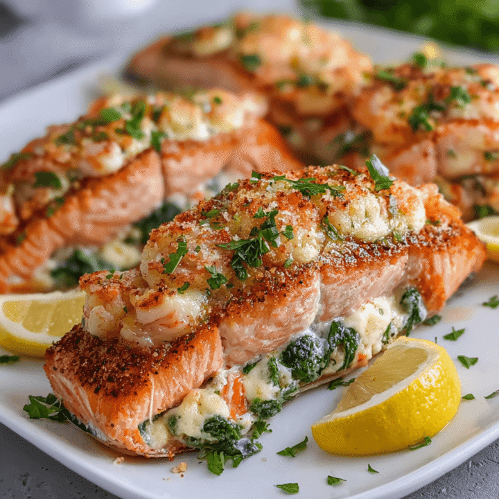 Crab & Shrimp Stuffed Salmon Recipe