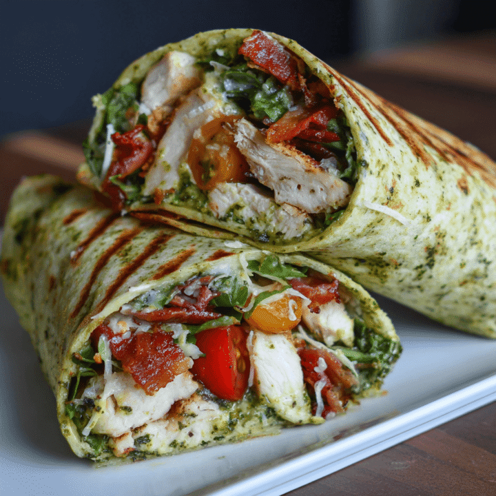Fresh and Flavorful Pesto Chicken Wraps with Bacon Recipe
