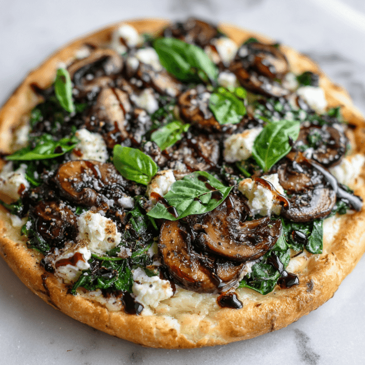 Balsamic Mushroom Goat Cheese Pizza with Spinach Recipe