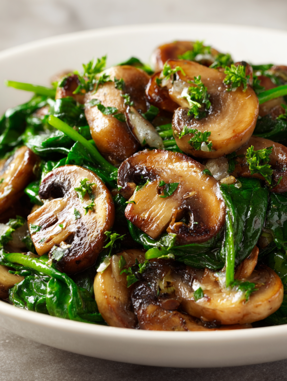 Sautéed Mushrooms with Spinach Recipe