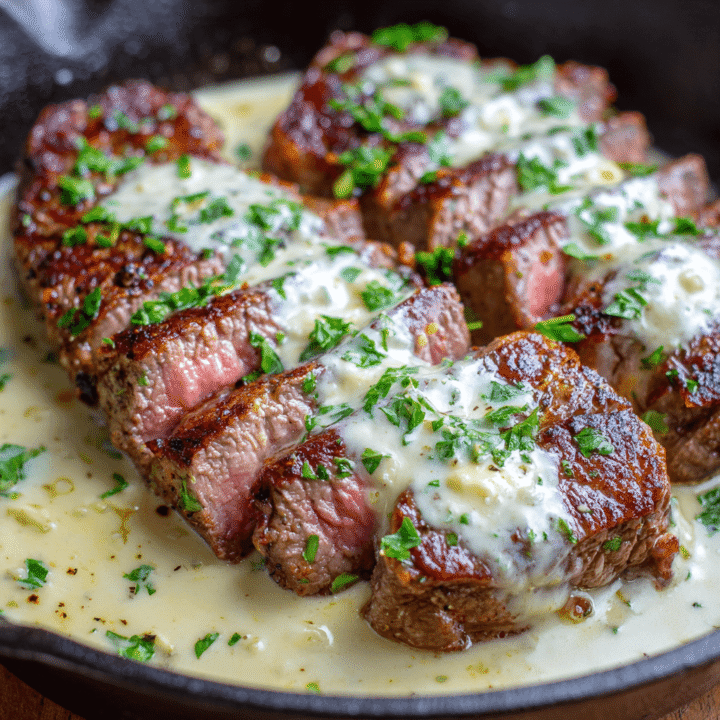 Garlic Butter Steak with Parmesan Cream Sauce Recipe