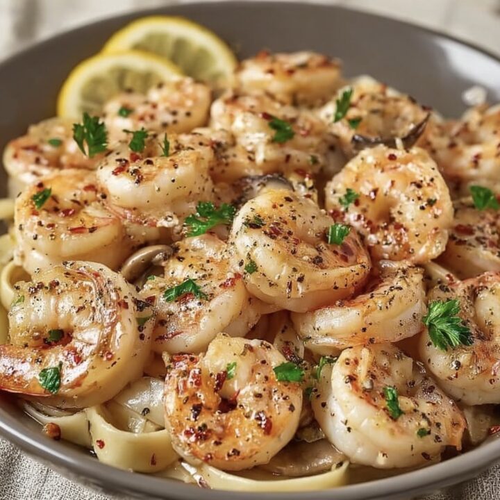 Shrimp Mushroom Cream Pasta