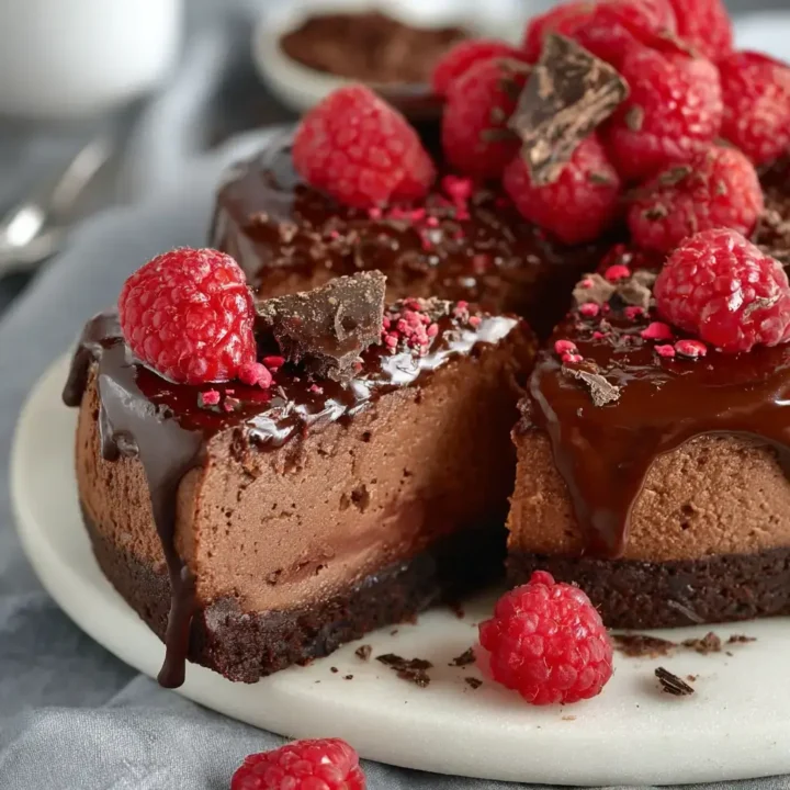 Dark Chocolate Raspberry Cheesecake