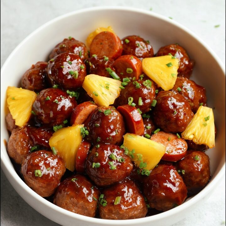 Slow Cooker Meatball Pineapple Smokies