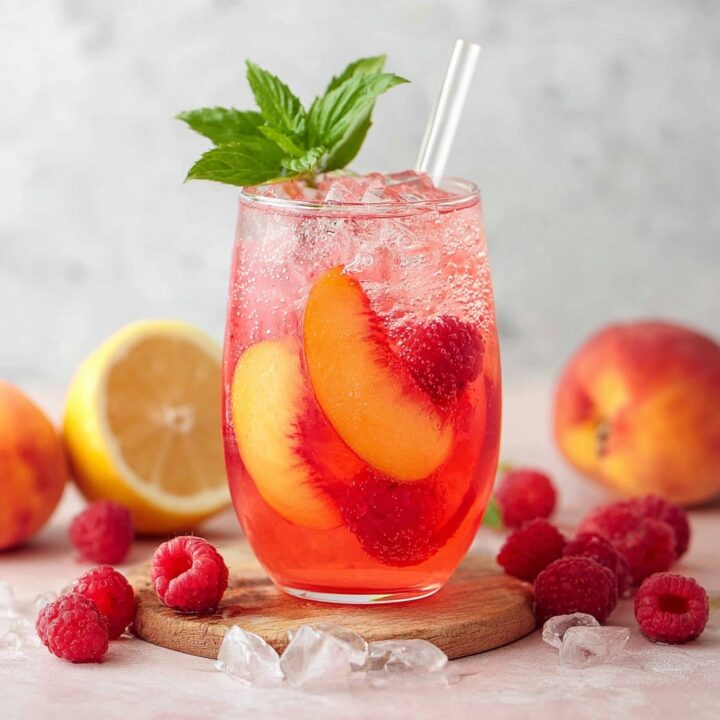 Homemade Raspberry Peach Lemonade