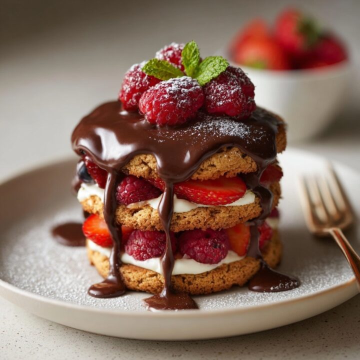 Chocolate Berry Biscuit Stack