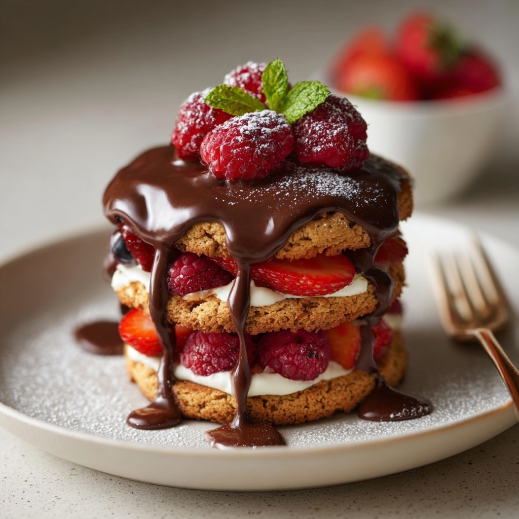 Chocolate Berry Biscuit Stack