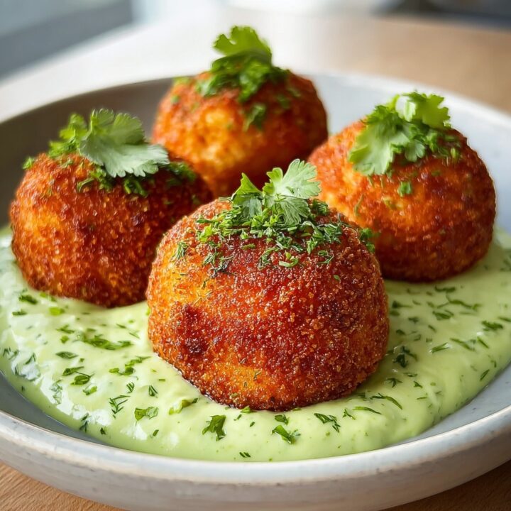 Salmon Balls with Creamy Avocado Sauce