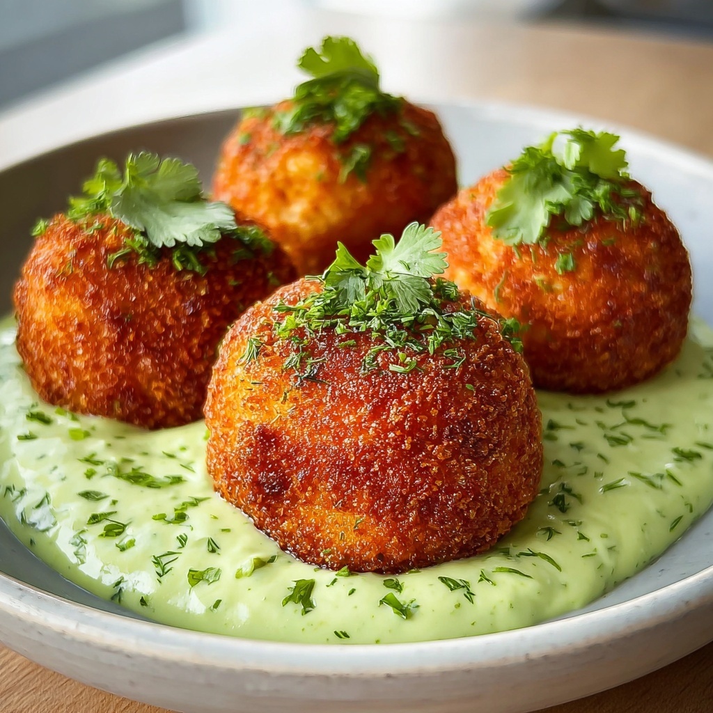 Salmon Balls with Creamy Avocado Sauce