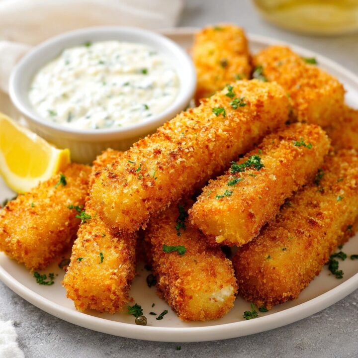 Crispy Golden Fish Sticks with Tangy Tartar Sauce