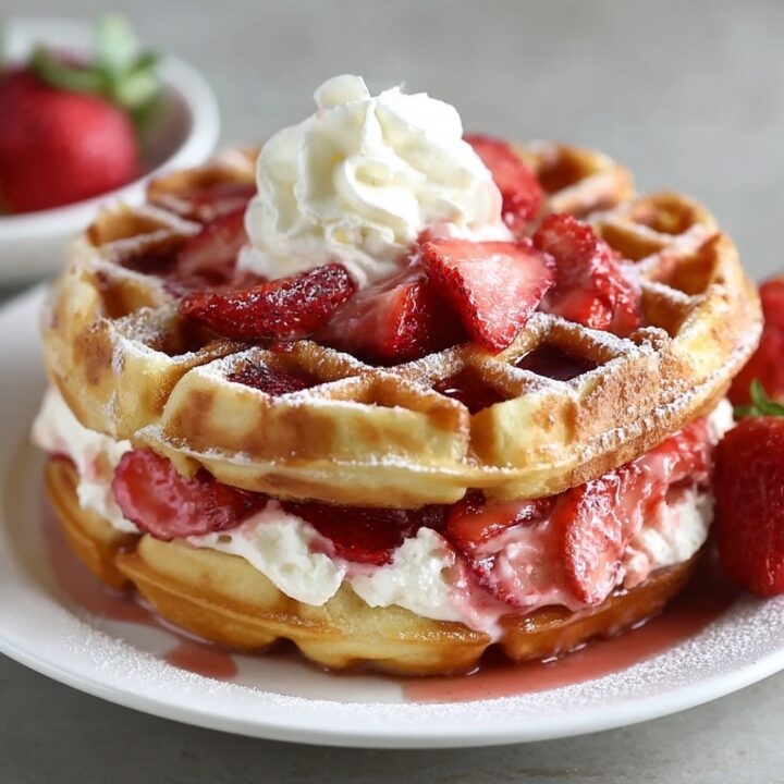 Strawberry Cheesecake Stuffed Waffles