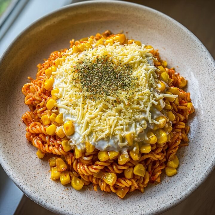 Spicy Noodles with Korean Corn Cheese