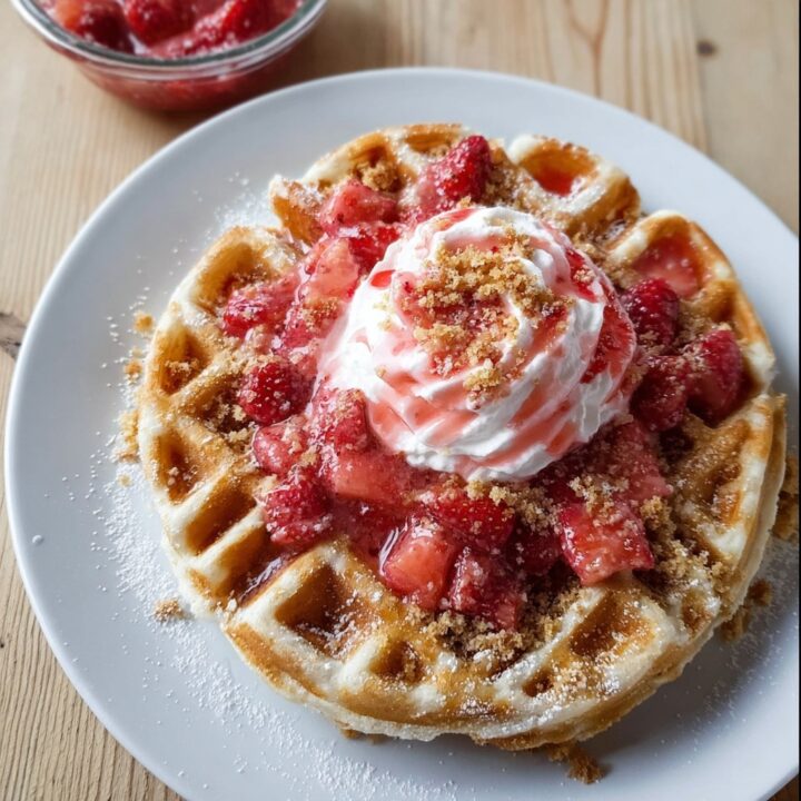 Strawberry Crunch Cheesecake Waffles Recipe