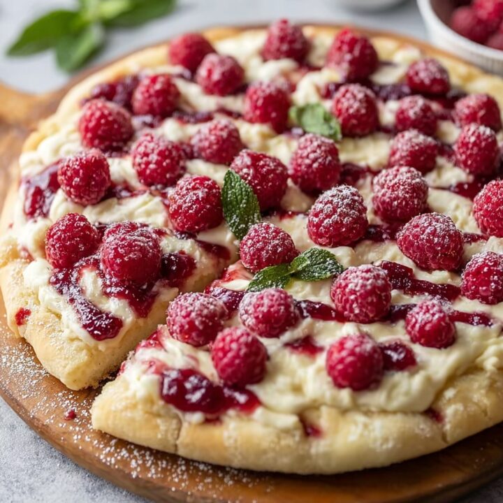 Raspberry Cheesecake Dessert Pizza
