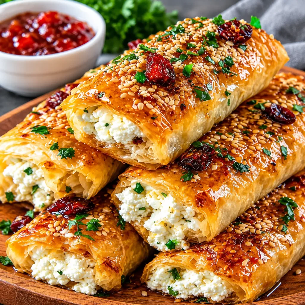 Rollitos de Queso Feta Horneados con Miel Picante